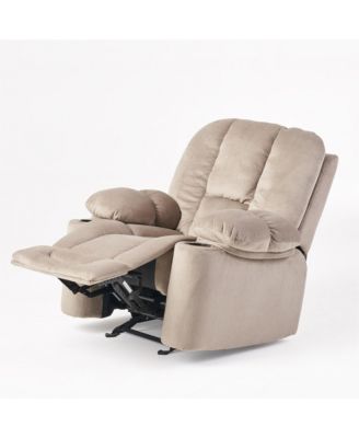 Manual Recliner Chair with Cup Holders, Chocolate Upholstered Recliner Chair