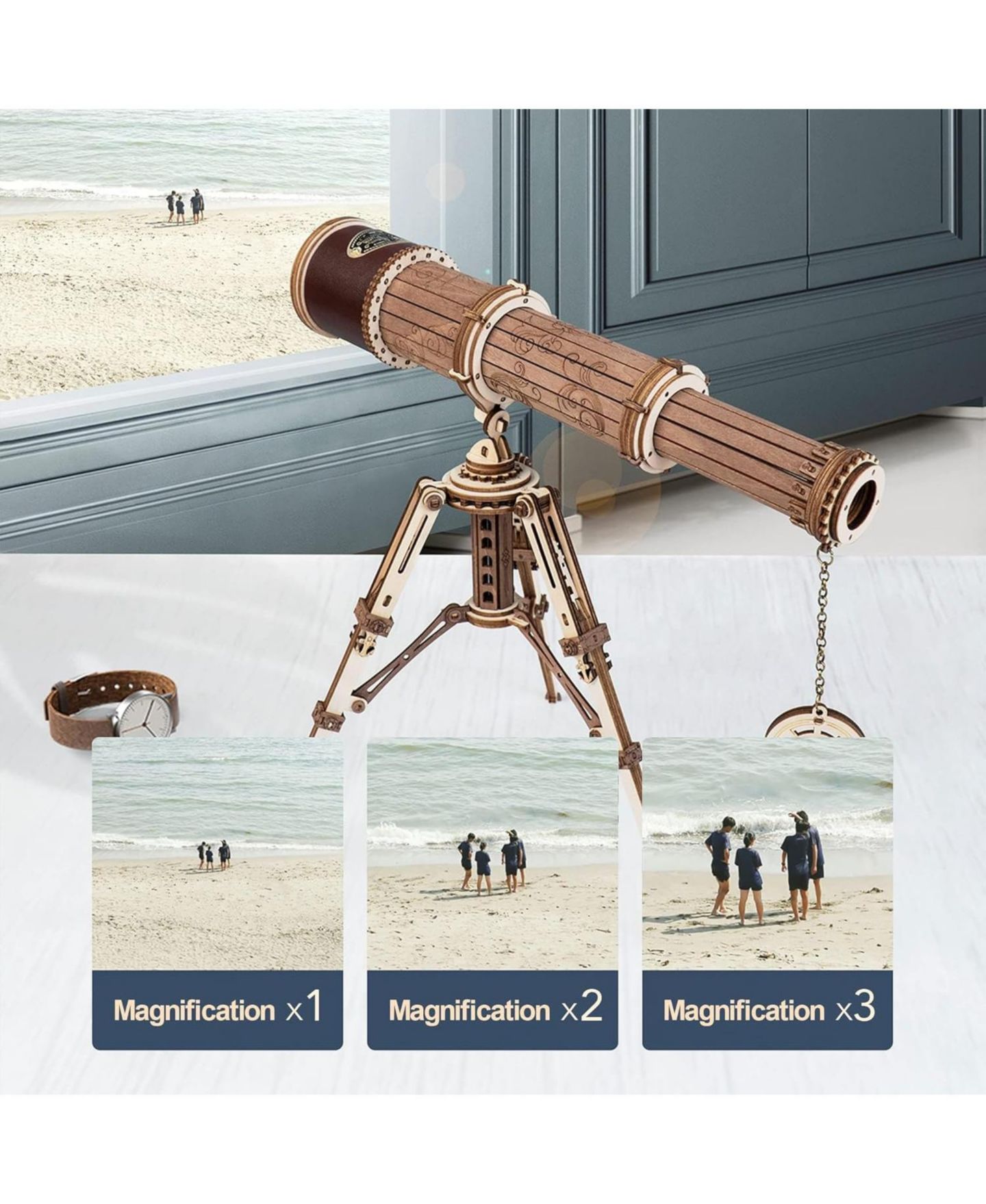 Игрушки Robotime 3D Wooden Puzzles-Model Building Kits-DIY Kits for Adults-Wooden Monocular Telescope Science Gifts Kits for Adults — фото 2