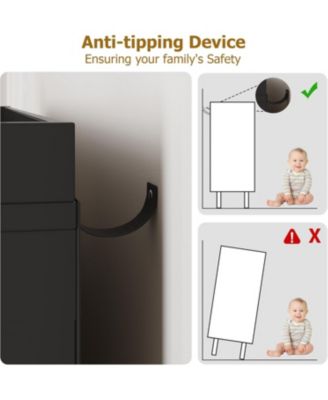 Rattan Narrow Entryway Shoe Cabinet - 3 Flip Drawers with Adjustable Shelves Storage Organizer