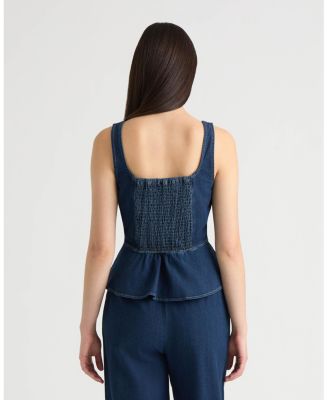 Women's Denim Sleeveless Corset Peplum Top