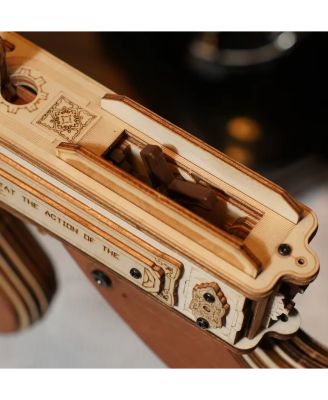 3D Wooden Puzzles for Adults 275pcs Submachine Shooter Rubber Bands Wood Crafts DIY Building Model Kits Assembly Puzzle Gifts for Adults