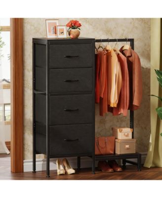 44" Tall 2-in-1 Dresser & Rack, 4 Drawers, Reversible, Sturdy