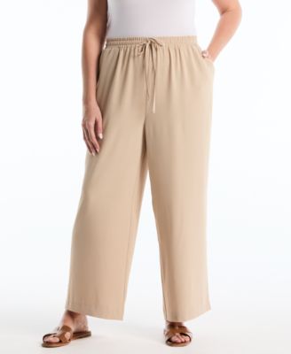 Plus Size Drawstring Wide-Leg Pants