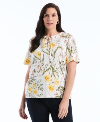Plus Size Short-Sleeve Lace-Up Top