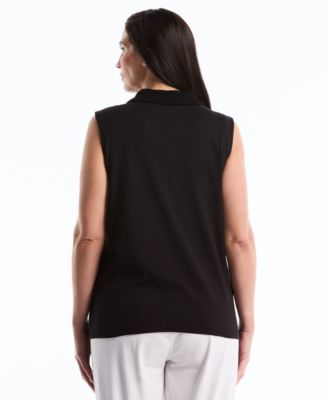 Plus Size Sleeveless Polo Top