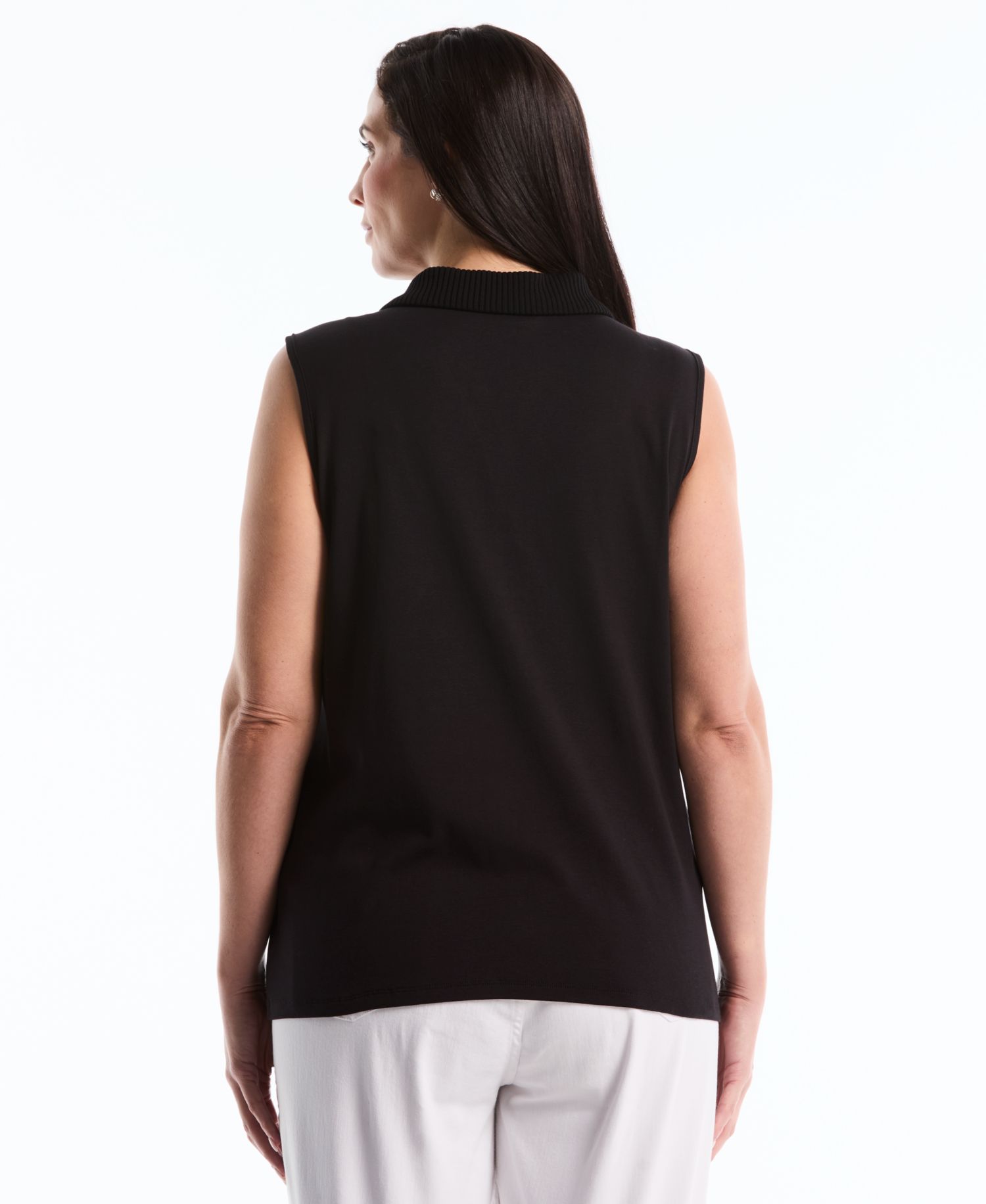 Plus Size Sleeveless Polo Top