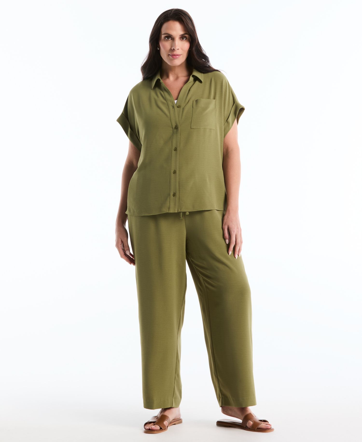 Plus Size Drawstring Wide-Leg Pants
