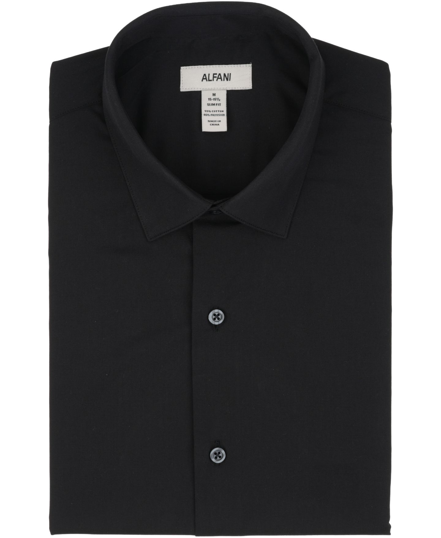 Мужская рубашка Alfani Slim-Fit Solid Dress Shirt, цвет: Чёрный — фото 8
