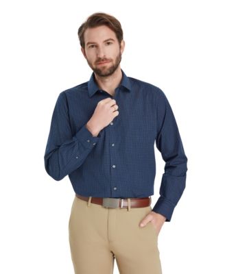 Men's Slim-Fit Grid Dress Shirt