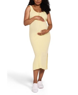 Maternity Motherhood Sleeveless Nursing Henley Midi Dress