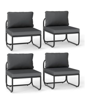 Patio Chairs Set of 4 w/ Removable Cushions Heavy Duty Metal Frame Poolside