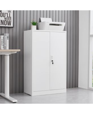 Metal Storage Cabinet, Folding Filing Storage Cabinet with Locking Doors and Adjustable Shelf for Home Office, School
