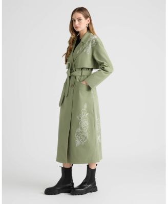 Women's Trench Coat with Embroideries