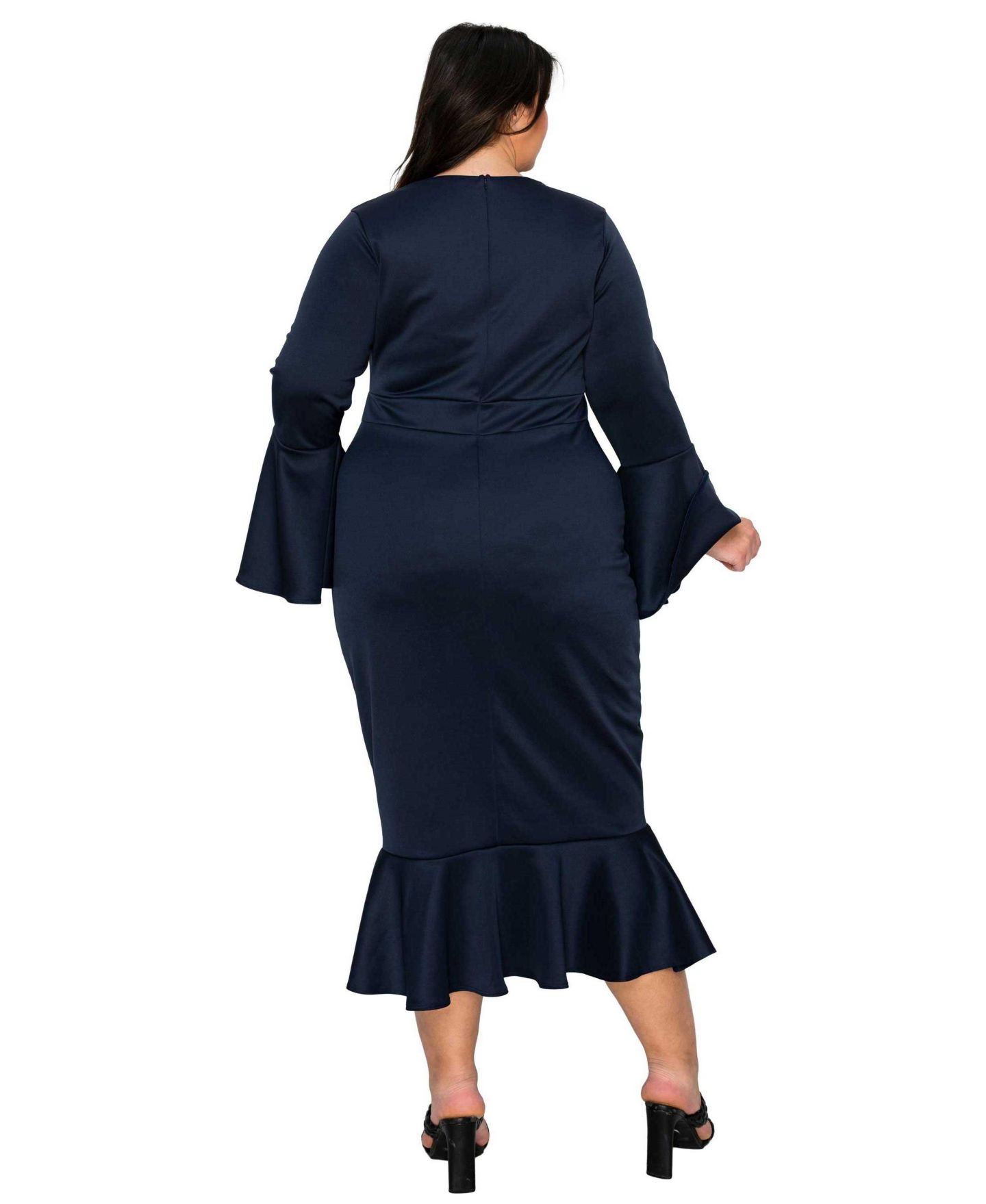 Женское платье L I V D Plus Size Sabrina Mermaid Hem, цвет: Тёмно-синий — фото 3