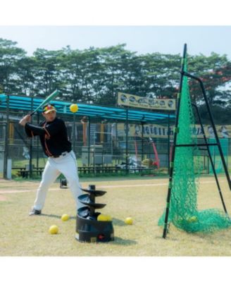 Rechargeable Baseball and Softball Toss Machine with Height Adjustment and Extendable Ball Stacker for Hitting and Batting Practice