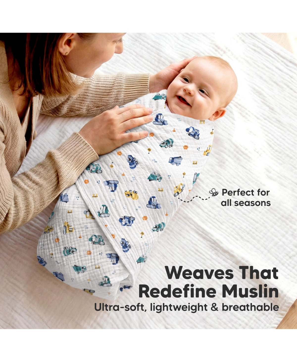 KeaBabies 3-Pack Lyra Muslin Swaddle Blankets for Newborns, Large Cotton Nursery Baby Blankets, Soft & Breathable