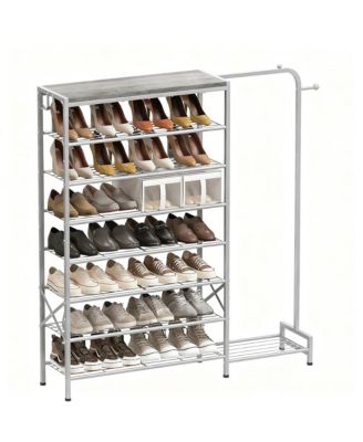 3-in-1 Shoe & Coat Rack, 8 Tier Storage, Adjustable Hooks, Sturdy Frame