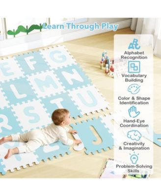 26-Piece Interlocking ABC Play Mats with Detachable Letters