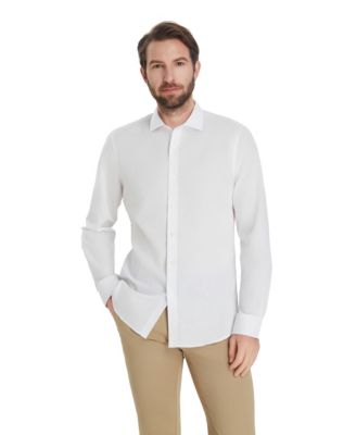 Men's Slim-Fit Linen Dress Shirt