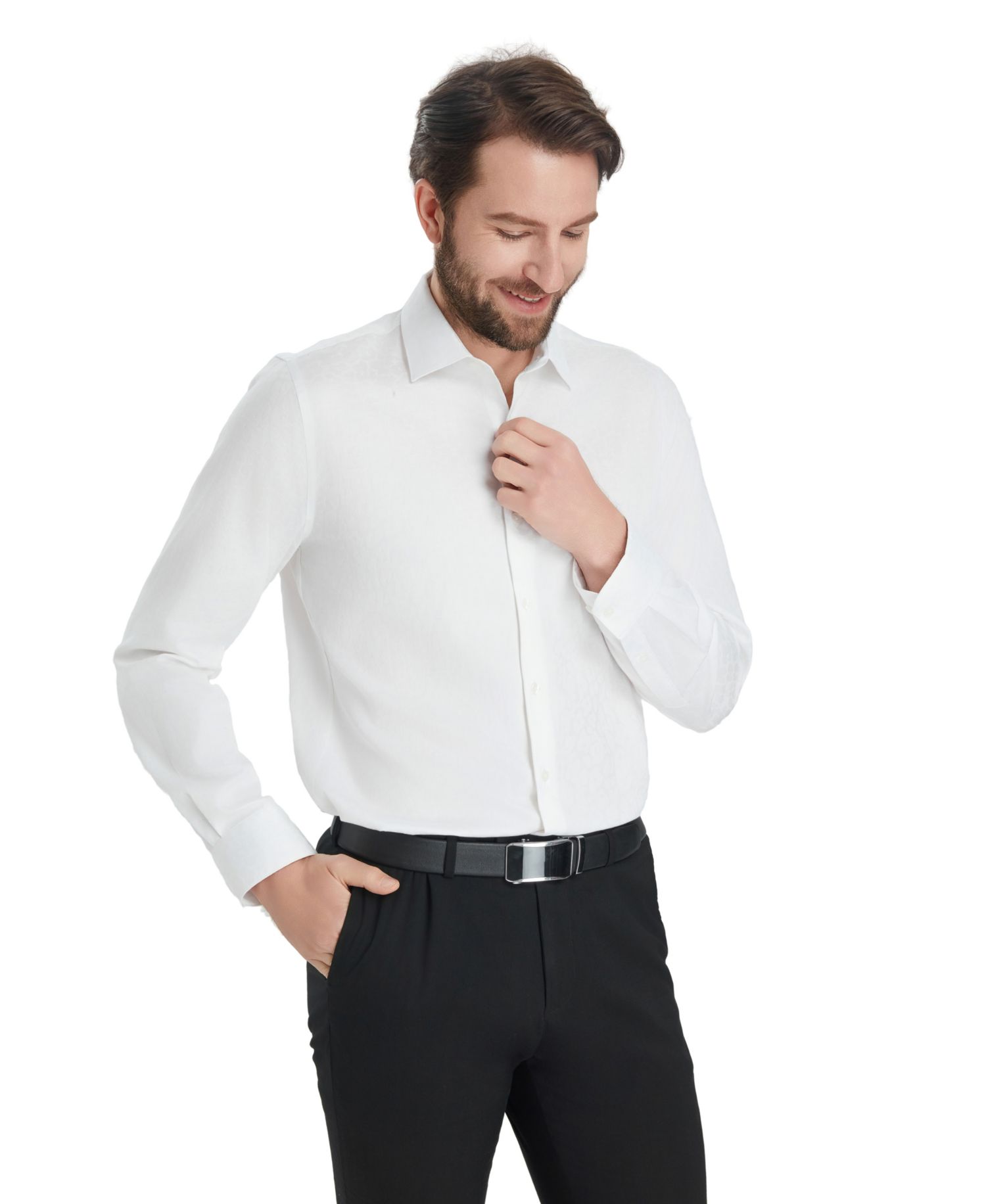 Men's Slim-Fit Leopard Print Dress Shirt