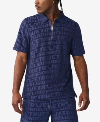 Men's Short-Sleeve Logo Terry Knit Zip Shirt