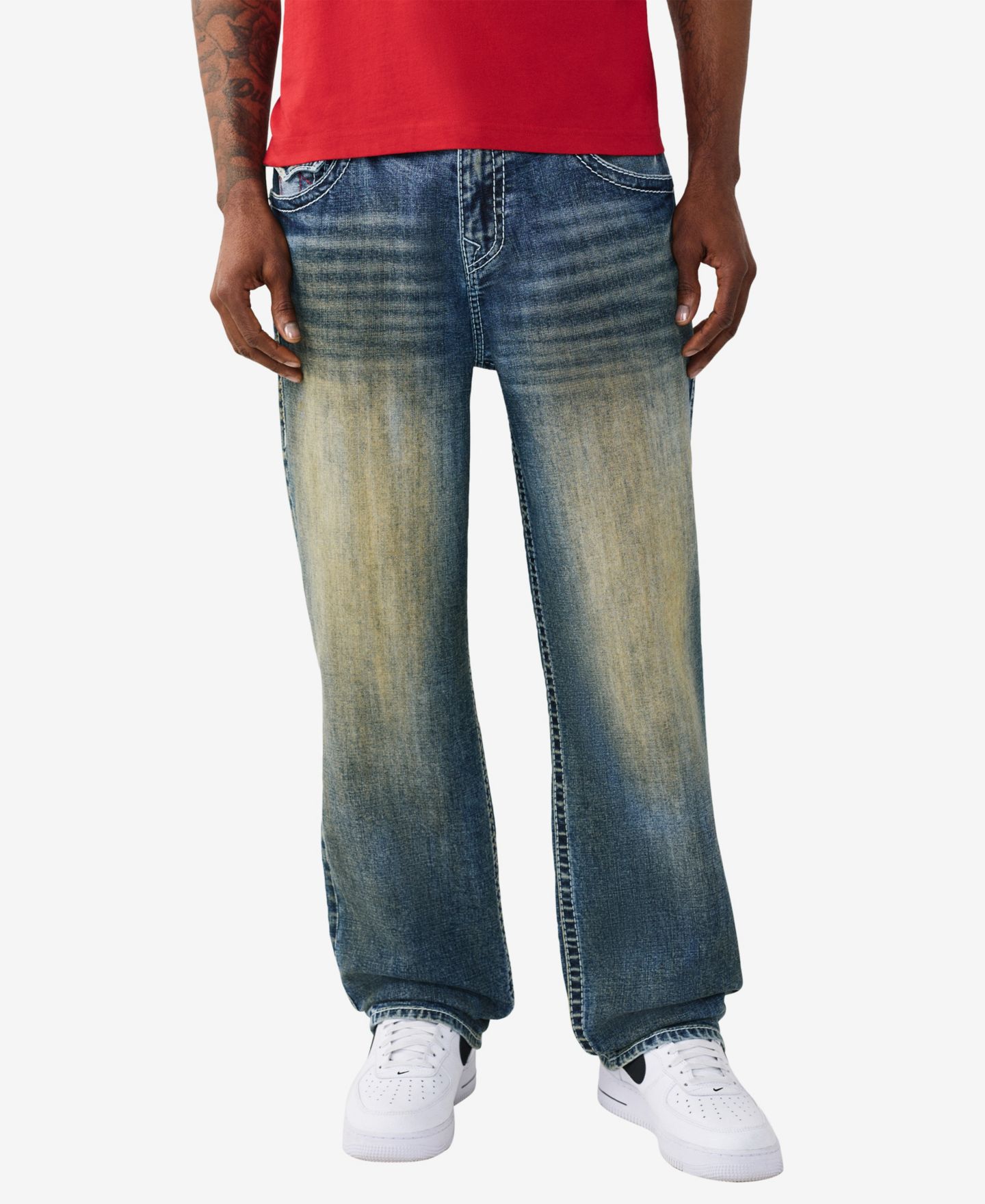 Мужские джинсы True Religion Regular-Fit Baggy, цвет: Тёмная варка — фото 3
