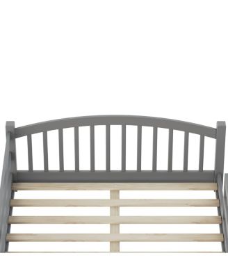 Montessori Floor Bed with Slats & Guardrails, Solid Wood