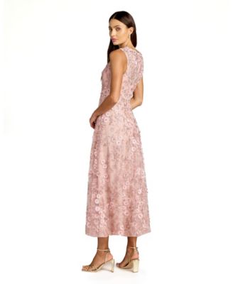 Women's Floral Embroidered High Neck Midi Dress