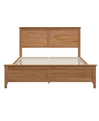 Modern Solid Wood Queen Platform Bed with Slats Support, Seadrift