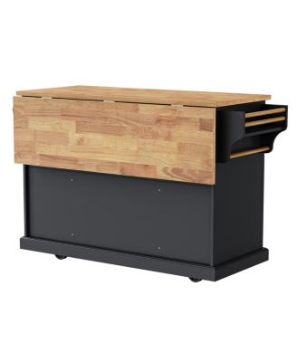 Streamdale 54" Large Kitchen Island with Drop Leaf, Rolling Cart with 4 Doors, 3 Drawers