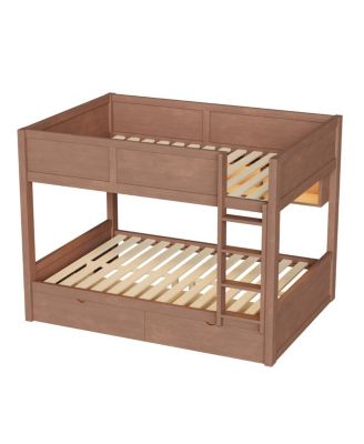 Full XL over Full XL Bunk Bed with Storage, LED, 2 Drawers