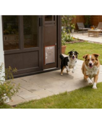 Adjustable Sliding Glass Pet Door for Renters, Aluminum Alloy Frame with Lock & Flap