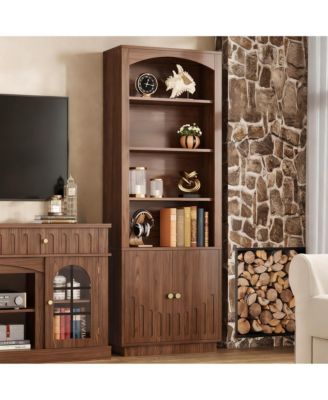 Mid-Century Walnut 6-Tier Bookshelf, Home Office & Living Room