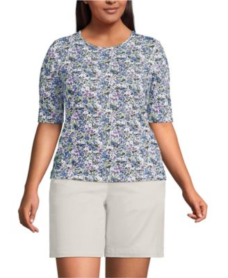 Women's Plus Size Elbow Sleeve Crewneck Garden Tee