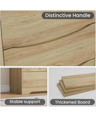 Wooden 6-Drawer Dresser, Tall Modern Storage Chest with Wide Top for Bedroom, Living Room, Hallway, Kids Room