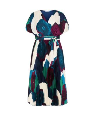 Women's Plus Size Hailey Abstract Print Pleat Maxi Dress