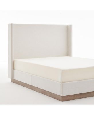 Textured Canvas Wingback Platform Bed