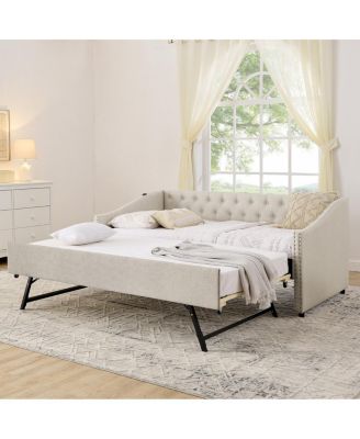 Twin Daybed with USB & Extendable Bed (81"x42"x30.75)