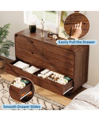 6-Drawer Dresser, 47 Wide Modern Wooden Storage Chest for Living Room, Hallway