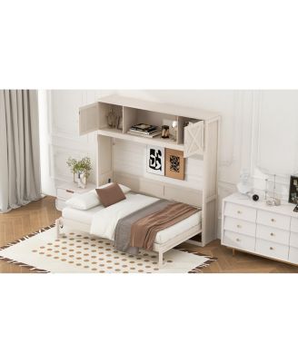  Queen Size Murphy Bed with Storage Cabinets