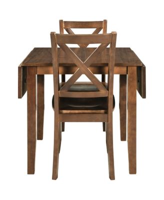 3-Piece Wood Drop Leaf Breakfast Nook Dining Table Set