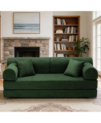 Convertible Corduroy Sleeper Sofa Bed with Pillow