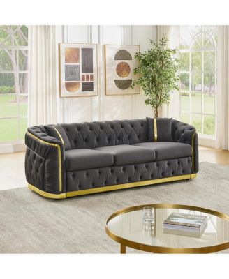 84.6" 3 Seater Mid Century Modern Chesterfield Sofa