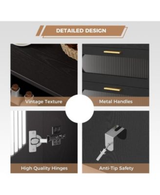 Buffet Cabinet with Storage, Sideboard Cabinet with Fluted Glass Door and Drawers, Sideboard for Kitchen, Dining Room, Living Room