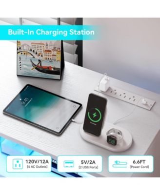 7 Drawers Dresser for Bedroom, Dresser Tv Stand with Charging Station and Led Lights, Modern Wooden Large Capacity Storage Dresser