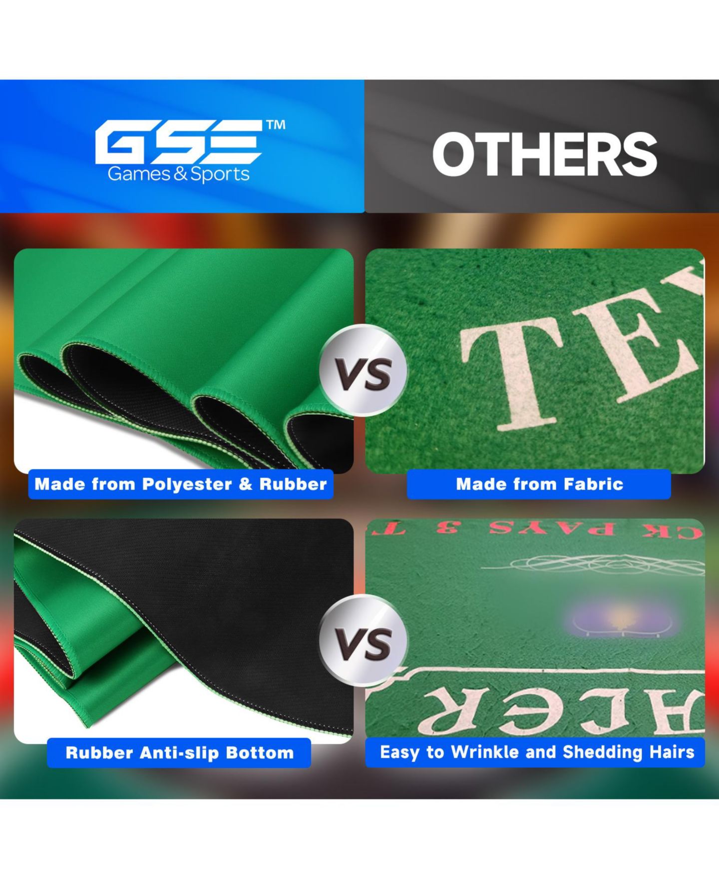 Детская игрушка GSE Games & Sports Expert Casino Craps Non-Slip Herringbone Rubber Tabletop Layout Mat, 70" x 35", от 3 лет — фото 4