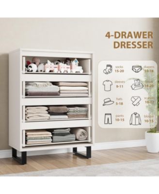 4 Drawer Tall Dresser, Freestanding Wooden Storage Cabinet for Hallway