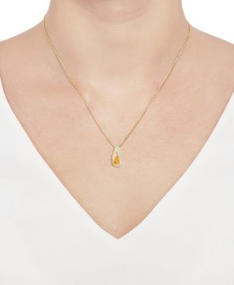 Citrine (3/4 ct. t.w.) & Lab Grown White Sapphire (1/6 ct. t.w.) Pendant Necklace in 14k Gold Over Sterling Silver (also in Sterling Silver)