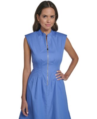 Women's Mandarin Collar Fit And Flare Dress