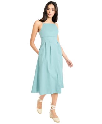 Women's Square Neck Spaghetti Strap Midi Dress